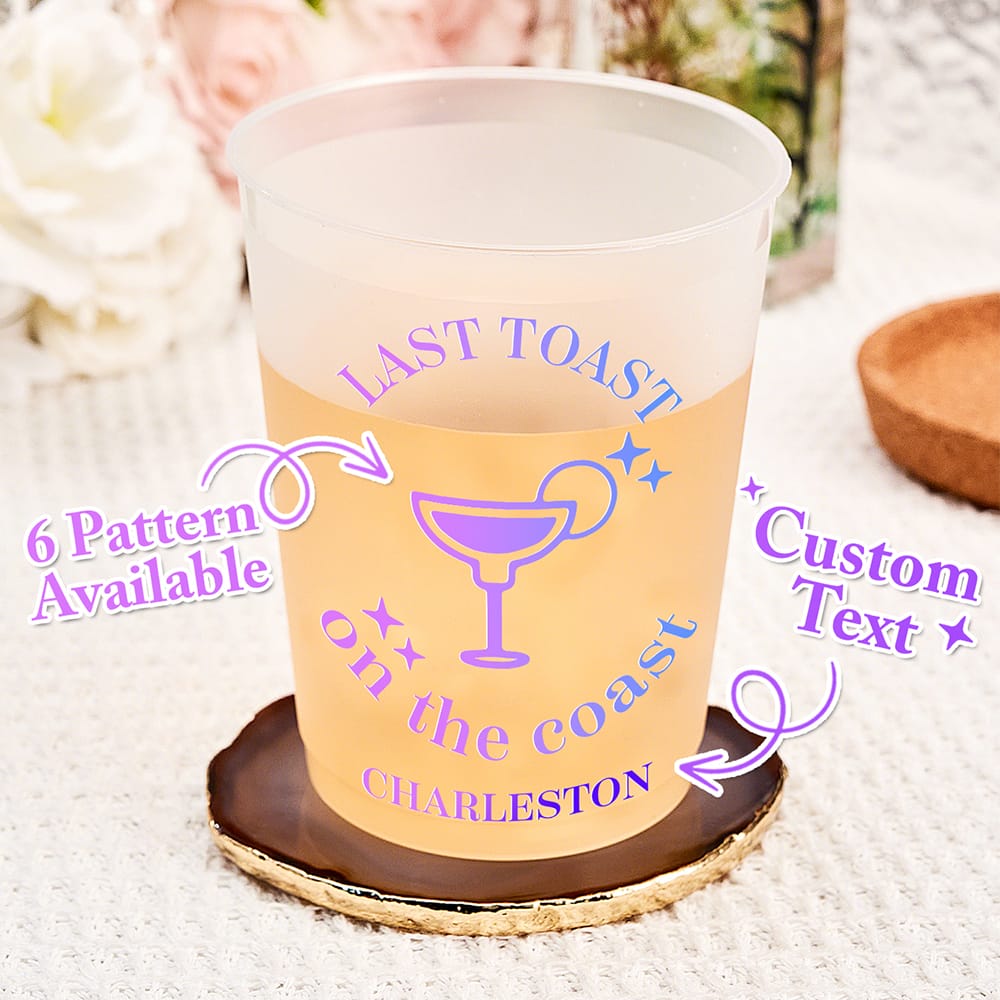 Personalized Bachelorette Party Cups – Last Toast on the Coast Disposable Drinkware